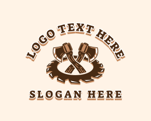 Logging - Saw Blade Axe Woodwork logo design