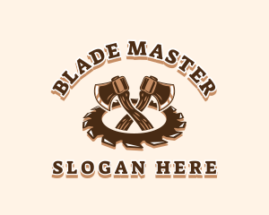 Saw Blade Axe Woodwork logo design