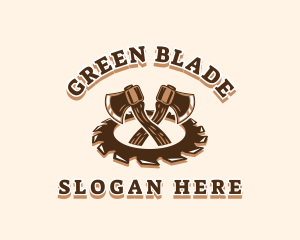 Saw Blade Axe Woodwork logo design