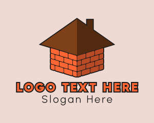 Real Estate - Brick House Chimney Roof logo design