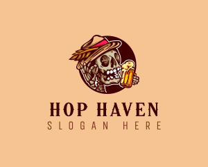 Hops - Beer Brewery Skull logo design