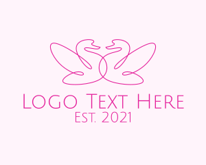 Family - Pink Swan Couple logo design