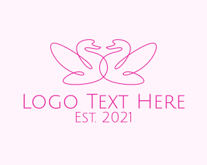 Valentine - Pink Swan Couple logo design