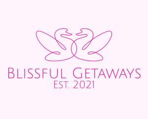 Honeymoon - Pink Swan Couple logo design