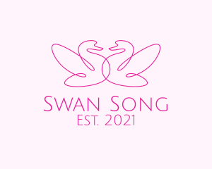 Pink Swan Couple  logo design