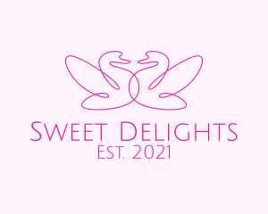 Pink Swan Couple  logo design