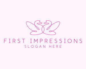 Pink Swan Couple  logo design