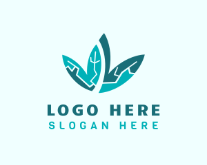 Farmer - Teal Leaf Botanical logo design