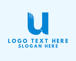 Fly - Blue Eagle Letter U logo design
