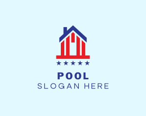 America - USA House Roofing logo design