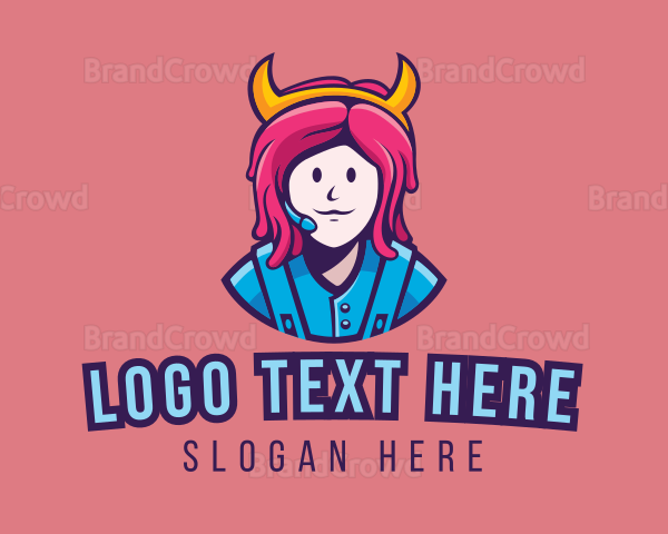 Viking Girl Gamer Logo