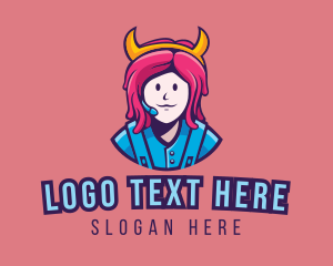 Female - Viking Girl Gamer logo design