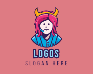 Female - Viking Girl Gamer logo design