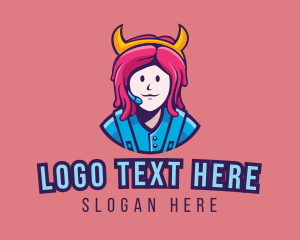 Horn - Viking Girl Gamer logo design