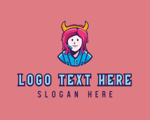 Player - Viking Girl Gamer logo design