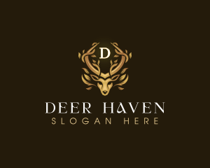 Elegant Antler Deer logo design