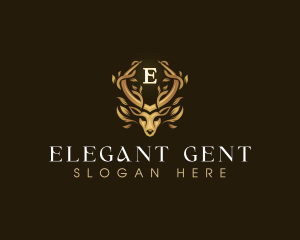 Elegant Antler Deer logo design