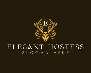 Elegant Antler Deer logo design