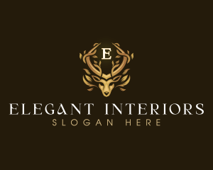 Elegant Antler Deer logo design