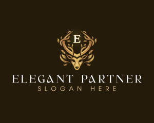 Elegant Antler Deer logo design