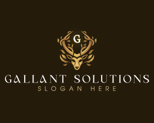 Elegant Antler Deer logo design