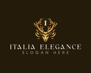 Elegant Antler Deer logo design