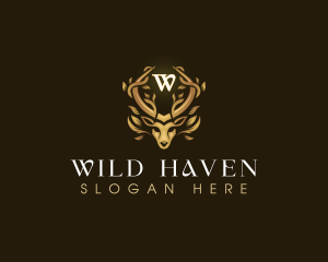 Elegant Antler Deer logo design