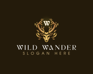 Elegant Antler Deer logo design