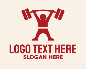 Red Fitness Weightlifter  Logo