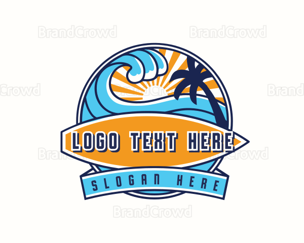 Surfing Beach Wave Logo