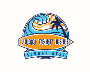 Recreation - Surfing Beach Wave logo design