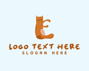Character - Playful Cat Letter E logo design