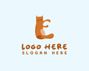 Playful Cat Letter E Logo