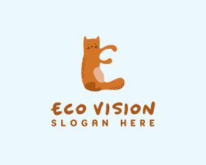 Playful Cat Letter E logo design