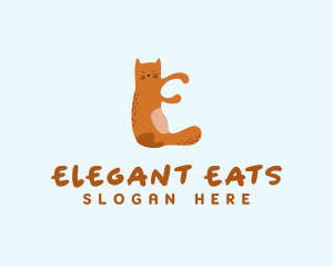 Playful Cat Letter E logo design