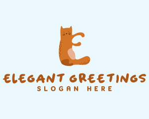 Playful Cat Letter E logo design