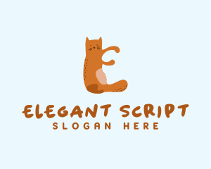 Playful Cat Letter E logo design