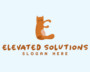 Playful Cat Letter E logo design