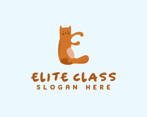 Playful Cat Letter E logo design