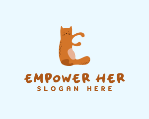 Playful Cat Letter E logo design