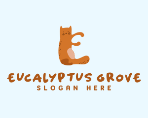 Playful Cat Letter E logo design