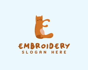 Playful Cat Letter E logo design