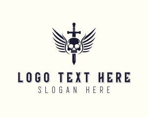 Wings - Hunter Skull Sword logo design