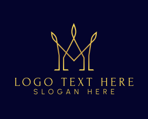 Tiara - Golden Crown Letter M logo design