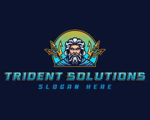 Poseidon Trident Gaming logo design