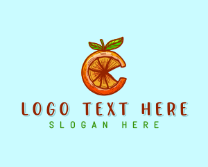 Strawberry Juice - Orange Fruit Letter C logo design
