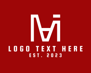White - Outline Letter MI Business logo design