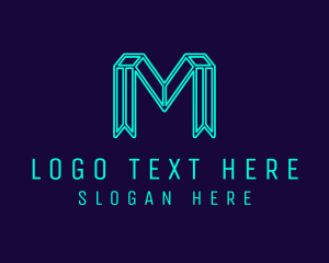 Geometric Tech Letter M Outline Logo