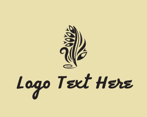 Calligraphy - Tribal Tattoo Feather Pen logo design