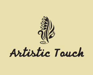 Tribal Tattoo Feather Pen logo design